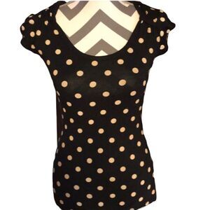 Lia Lee Stretch Top SMALL Black & Cream Colored